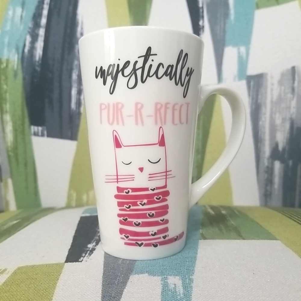 Winifred & Lily Majestically Pur-r-rfect Cat Tall Ceramic Coffee Mug 16 oz